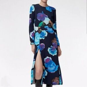 Babaton Blue and Black Sheath Dress with Slit